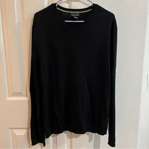 Structure 100% Merino Wool Black V-Neck Sweater Men’s XL Extra Fine Knit